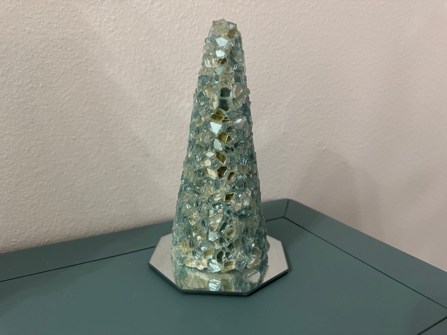 Fire Glass Christmas Tree on Mirror