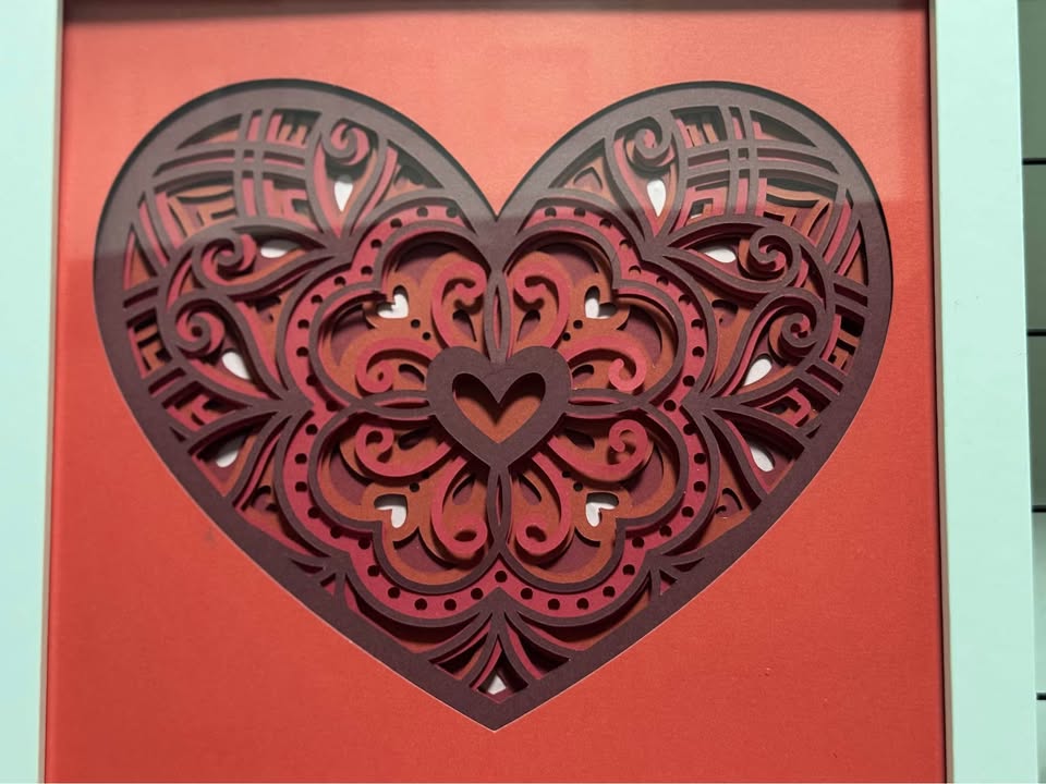 3D Shadowbox with Heart in Shades of Red