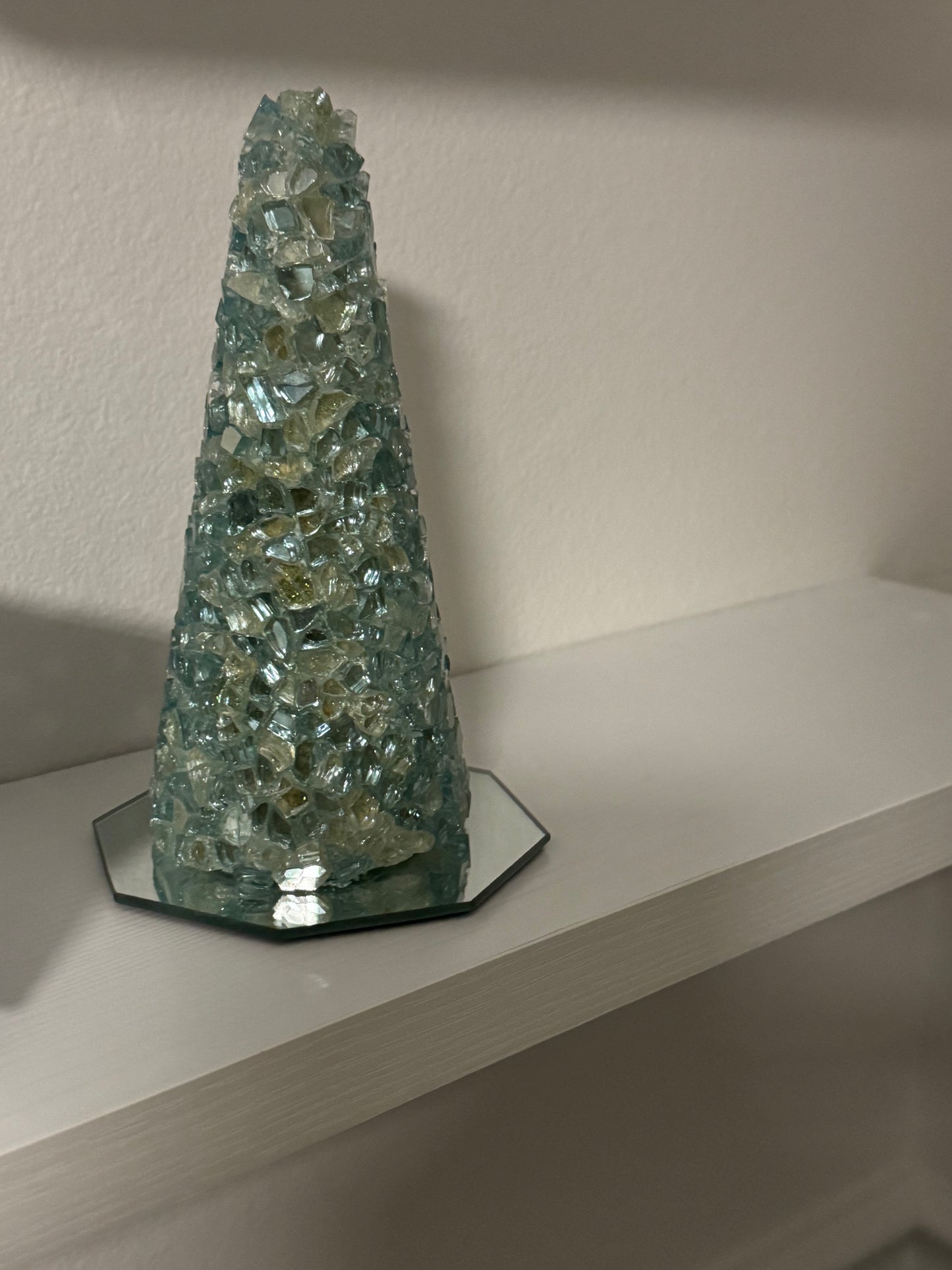 Fire Glass Christmas Tree on Mirror