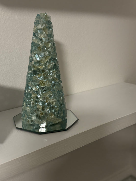 Fire Glass Christmas Tree on Mirror