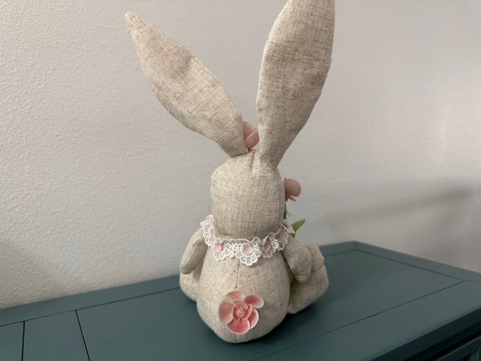 Coastal Easter Bunny Rabbit with Sea Shell Flowers