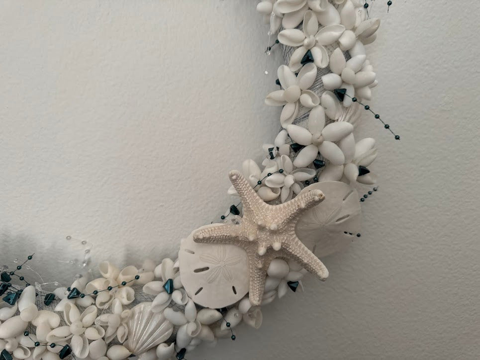 17" Coastal Seashell Flower Wreath